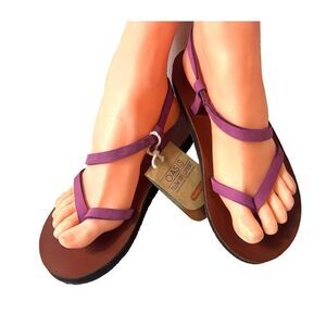 FEELGOODZ Womens Size 6 Summer Sandal Sling Back Pink Leather Thong Handmade New